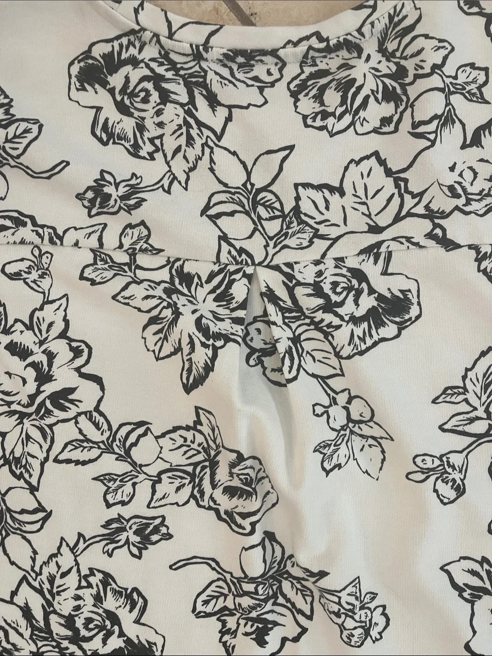 Floral Black & White Short Sleeve Tunic